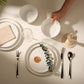 Ceramic Dinnerware Set, 12-Piece Service for 4, Soup Bowls (31.5 oz), Salad Plates (7.5"), Dinner Plates (10.5"), Round, Microwave and Dishwasher Safe, White, Cambridge Classics