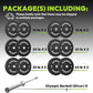 Olympic Bumper Plates Set 2 Inch, 10-55 lbs Rubber Weight Plates with 45 lb (20kg) Black/Silver Barbell, Strength Training & Weight Lifting for Home Gym
