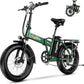 1000W Folding Electric Bike, 48V 20AH Large Removable Battery E Bike, 30+MPH, 80 Miles Max Range, 20" Fat Tire Electric Bike for Adults, Adult Electric Bicycles for Commute Beach Snow