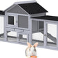 82.5” Large Wooden Rabbit Hutch Outdoor Easy to Assemble Rabbit Cage and Durable Bunny Hutch Indoor with Cleaning Tray & Waterproof Roof for Small and Medium Bunny Rabbit Chick (Grey)