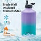 One Gallon Water Bottle Insulated, Triple Wall Vacuum Cold for 48 Hrs & Leak-proof & Non-BPA, 128oz Large Sports Stainless Steel Water Jug with Paracord Handle Straw Spout Lids & DIY Stickers