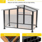 Chew-Resistant Dog House with Metal Frame, Wooden Kennel for Indoor & Outdoor Use, Waterproof Roof & Feeding Bowls Included (Wood, L-in)