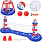 EagleStone Pool Volleyball Net &Basketball Hoop Inflatable Pool Floats Toys Swimming Water Games for Adults and Kids 8-12 Teens Volleyball Court Poolside Floaties