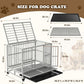Dog Crate with Removable Tray, 37/42/46 Inch Indestructible and Escape Proof Steel Dog Cage Kennel for High Anxiety Dogs, Heavy Duty Dog Crate with Wheels, Double Door, Extra Large XL XXL