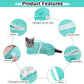 JULMELON Cat Washing Bag 10 PCS Set, Adjustable Cat Shower Net Bag and Pet Grooming Brush with Nail Clipper Nail File Hair Combs Tick Tool Nail Caps for Bathing Nail Trimming Examination(Pink+Green)