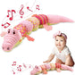 Baby Toys 0 to 12 Months, Musical Stuffed Animal Activity Soft Toys with Multi-Sensory Crinkle, Rattle and Textures,Infant Tummy Time Toys for Newborn Boys Girls, Crocodile, Pink