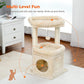 PEQULTI Cat Tree Cat Tower for Indoor Cats with Private Cozy Cat Condo, Natural Sisal Scratching Posts and Plush Pom-pom for Small Cats,Beige