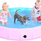 2025 Updated Foldable Dog Pool, 63" x 12" Kiddie Pool with Hard Plastic, Non-Slip Dog Bath Tub for Outdoor Backyard, Collapsible Dog Swimming Pool for Kids Dogs Pets (Pink)