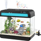 Fish Tank Aquarium 6.3 Gallon Fish Bowl with Music Humidifier 7 Color Auto-Looping Light Adjustable Quiet Pump, Temperature Display, Bottom Water Changer, HD Float Glass, Leak-Proof Thickened Base