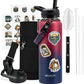 40 oz Insulated Water Bottle with Straw (Cold for 48 Hrs), Stainless Steel Triple Wall Vacuum Sports Water Jug, Leakproof Hydro Cup Flask with Paracord Handle & Straw Spout Lids & DIY Stickers