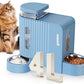 Gravity Cat Feeder and Water Dispenser with 304 Stainless Steel Bowls, 2 in 1 Automatic Cat Feeder with 180 Degree Rotatable Water Bowl, Large Capacity for Puppy Kitten Rabbits, Blue