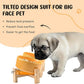 SPUNKYJUNKY 15° Slanted Ceramic Dog and Cat Bowl with Wooden Stand, Tilted Bulldog Food and Water Bowl No Slip Non-Spill for Cats Medium Dogs Big Face Pets 13.5 OZ (1.7 Cups, Yellow × 2)