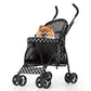 MoNiBloom 4 Wheels Pet Stroller, Easy-Fold Umbrella Shaped Dog Cat Jogger Stroller w/Storage Bag & Visible Mesh for Small/Medium Dogs Cats Black Polka Dots