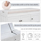 Storage Bench with 3 Shutter-Shaped Doors, Pine Wood Shoe Bench with Removable Cushion and Hidden Storage Space for Living Room, Entryway 43.5" L x 16" W x 18" H (White)