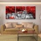 Yxbhhym Black White and Red Waterfall Canvas Wall Art Forest Paintings Waterfall Artwork for Wall Print Landscape Wall Picture for Living Room Wall Decor Large Framed Wall Art -24x48inches