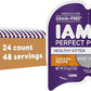 IAMS Perfect Portions Healthy Kitten Grain Free Wet Cat Food Pate, Chicken Recipe, 2.6 oz. Easy Peel Twin-Pack Trays (24 Count, 48 Servings)