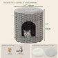 Cat House for Indoor Cat, Large Double Cat Houses Cat Bed Cave, Handwoven Rattan Pet Beds with One Soft Pad, 17 x 17 x 17 Inches Foldable Kitten Hideaway in Living Room Gray