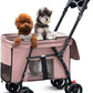 Pet Stroller Cat Dog Stroller Travel Folding Pet Carriers（Pink）