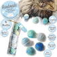 Felt Wool Cat Toys Ball with Catnip and Bell, Natural Handmade (Baby Blue (5 Units))