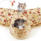 Tempcore Pet Cat Tunnel Tube Cat Toys 3 Way Collapsible, Cat Tunnels for Indoor Cats，Kitty Tunnel Bored Pet Toys Peek Hole Toy Ball Puppy, Kitty, Kitten, Rabbit Khaki Hedgehog