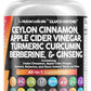Clean Nutraceuticals Ceylon Cinnamon Turmeric Apple Cider Vinegar Ginseng Berberine Plus Bitter Melon Gymnema Milk Thistle Fenugreek