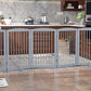 Freestanding Pet Gate for Dogs, Indoor Wooden Foldable Dog Gate for House, Extra Wide, Pet Fence for Stairs, Doorways, Halls, Support Feet Included, 120 Inch Wide, 6 Panels 32",Grey