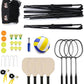 Complete Badminton Sets (10FT/17FT) Adjustable Width, Adjustable Height (2.8/5.1/7.4FT), Badminton Pickleball Volleyball Set with Net, 4Racket+4Paddels+Volleyball for Outdoor Family Game.