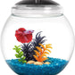 Koller Products 1-Gallon Globe Fish Bowl, Impact- Resistant Plastic Aquarium Starter Kit with LED Lighting, Built-in Timer, Crystal-Clear Clarity, Desktop Fish Tank for Home Décor