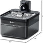 DownyPaws Cat Water Fountain Stainless Steel Cordless, 84oz/2.5L Fursink Wireless Pet Water Fountains for Cats Indoor, Battery Operated Cat Drinking Fountain, Ultra Quiet Pump, BPA-Free, Black