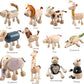 12PCS Bendable Wooden Animal Toys, Fun and Posable Animal Toys for Early Education, Smooth Natural Wood, Safari Farm Wood Animals Learning Toy for Kids