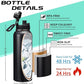 40OZ Insulated Water Bottle with Auto Spout Lids, Straw Lids, Paracord Handle for Sport, Protective Cup Mat, BPA-Free Reusable Insulated Water Bottle - Black Water Jug with Straw