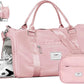 FIORETTO Womens Gym Tote Duffle Bag with Toiletry Bag, Sports Duffel Overnight Hospital Workout Carry on for Girls with Wet Pocket & Shoe Compartment, Ideal for Travel, Swimming, Dance Pink