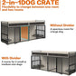 86.6inch Dog Crate Furniture with Storage,Furniture Style TV Stand Dog Kennel for 2 Dogs,with 6 Drawers,Removable Divider&Adjustable Bowls,Heavy Duty Metal Chew-Resistant Dog Crate Furniture