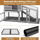 GUTINNEEN Rabbit Hutch for Outdoor Indoor Use, Bunny Cage with PVC Layer and Bottom Wire Netting, Wooden Chicken Coop Rabbit House with UV Roof, Leakproof Tray, Run