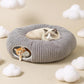 Cat Tunnel Bed for Indoor Cats, Peekaboo Cat Cave Bed,Soft Cat Donut Tunnel for Kitten Large Cats, Grey