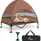 Upgraded Elevated Dog Bed with Canopy, Portable Raised Outdoor Dog Bed with Stable Anti-Slip Feet, Wider Shade Pet Bed Cot, Raised Dog Beds for Large Dogs Camping, Indoor & Outdoor Use