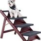 MEWANG Wooden Pet Stairs/Pet Steps - 3-in-1 Foldable Stairs & Ramp for Tall Beds and Cars - Portable Dog/Cat Ladder Up to 220 Pounds - for Small and Older Animals(Brown) (31.5" L x 17.2" W x 25.0" H)