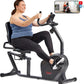 Sunny Health & Fitness Smart Heavy-Duty Recumbent Bike w/Wide Cushioned Seat & Back, Indoor Cycling Machine for Adult/Seniors Home Exercise, Free SunnyFit App Connect, Optional Workout Training Bands