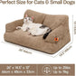 MEWOOFUN Dog Couch, Supportive Small Dog Bed for Puppy and Cats with Removable Washable Cover, Fluffy Cat Couch with Non-Slip Bottom (Camel, 26.0" L X 19.0" W X 13.0" Th)