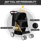 4 Wheels Pet Stroller for Small Medium Dogs Cats 10-33 lbs, Foldable Dog and Cat Stroller with Cup Holder & Storage Basket & Breathable Mesh, Pet Strolling Cart for All-Season, Black