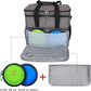 Teamoy Double Layer Dog Travel Bag, Dog Bag for Supplies with 2 Silicone Collapsible Bowls, 2 Food Carriers, 1 Water-Resistant Placemat, Pet Supplies Weekend Tote Organizer (Large, Gray)