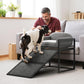 Pet Stairs Ramp Doggie Stairs with Seat,Extra Wide Seat Mate Chair Ramps Puppy for High Bed Couch Office,Non Slip Dachshunds Ladder,Pet Step for Small Dogs,Cat Ladder Grey(Hold Up to 100 lbs)