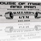 Tailored Canvases Personalized Gym Sign Wall Art Decor - Motivational Canvas for Home Gym, Workout Room, Garage, Fitness Center - Workout Inspirational Posters - House of Misery and Pain, White Wood 36x12in