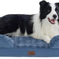 Bedsure Orthopedic Dog Beds Large Sized Dog - Washable Large Dog Cat Bed Waterproof, Comfort Dogs Couch Sofa with Washable Removable Cover, Pet Bed with Nonskid Bottom, Plush-Blue, 35"