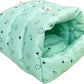 WOWOWMEOW Guinea Pigs Bed,Hamster Bed,Soft Sleep Mat Pad and Warm Cave for Rats,Rabbit,Chinchillas,Hedgehog,Squirrel and Other Small Animals (M, Heart-Green)