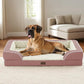 Orthopedic Waterproof Dog Bed for Extra Large Dogs, Memory Foam XL Dog Bed with Sides, Egg-Crate Foam and Non-Slip Bottom Jumbo Dogs Couch Beds with Washable Removable Cover(Jumbo,Pink)