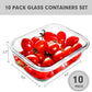 VERONES 10 Pack 22 OZ Glass Meal Prep Containers, Airtight Glass Lunch Containers Set,Glass Food Storage Containers with Lids,BPA Free, for Microwave, Oven, Freezer & Dishwasher Friendly,White