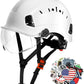 AOLAMEGS Construction Safety Hard Hat with Visor-ANSI Z89.1 OSHA Approved Construction Safety Helmet,Vented White Hard Hats with Chin Straps for Men Women Adults for Outdoor Indoor Industrial Workwear