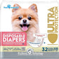 Paw Inspired Disposable Dog Diapers, Female Dog Diapers Ultra Protection, Diapers for Dogs in Heat, Excitable Urination, or Incontinence, XXS 32 Count