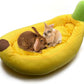 Rabbit Bed,Bunny Bed,Thick&Soft with Removable Mat,Machine Washable Guinea Pig Cushion,Cozy Rabbi Plush House,Warm Small Animal Sleeping Beds(Yellow Banana Shape-L)